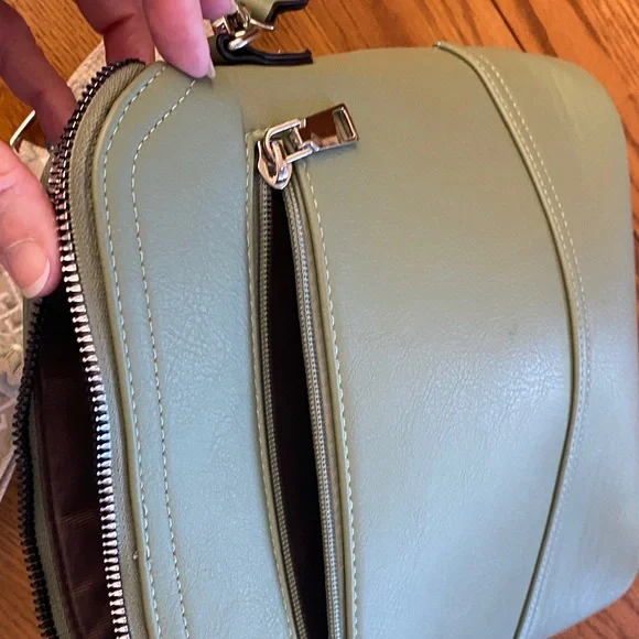 Olive Green Crossbody Bag with Embroidered Strap - Picture 5 of 11